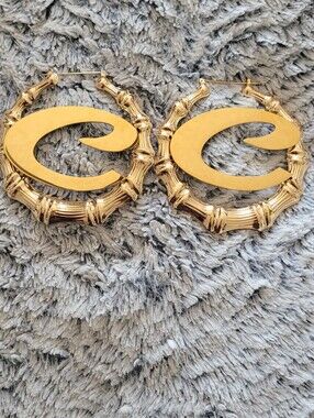 Bamboo Initial Hoop Earrings